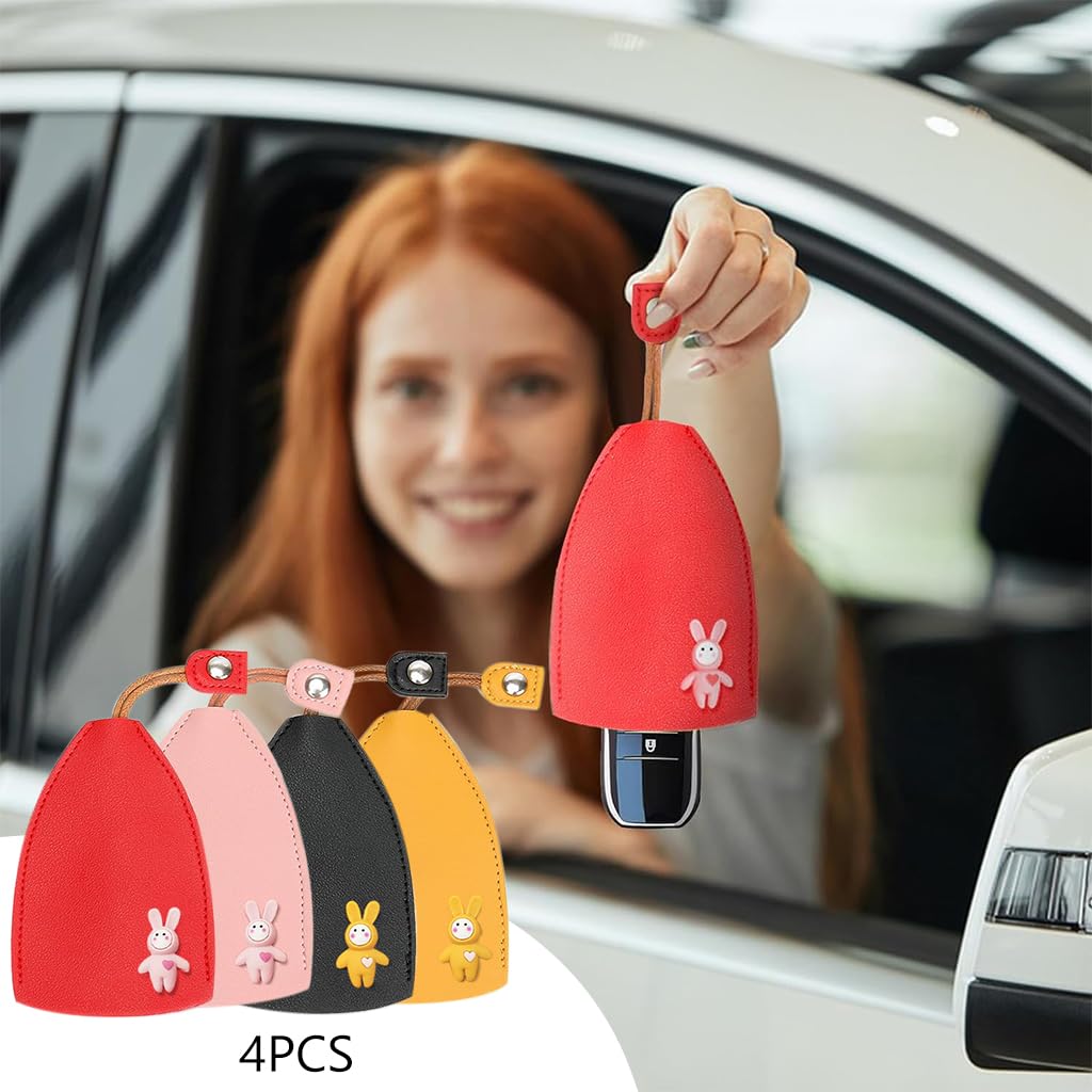 PALAY 4 PCS Car Key Case, Cute Key Case Holder, PU Leather Key Pouch Large Capacity Pull Out Car Keychain Bag Sleeve PALAY 4 PCS Car Key Case, Cute Key Case Holder, PU Leather Key Pouch Large Capacity Pull Out Car Keychain Bag Sleeve